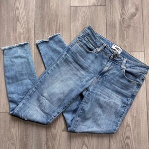 PAIGE Light Blue Skinny Jeans with Raw Hem